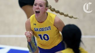 Who is Brooke Slusser the SJSU volleyball player trying to ban transgender women from sports [upl. by Mandie297]