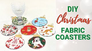 How to Make Christmas Ornament Fabric Coasters  Quick and Easy DIY Gift [upl. by Rufena]