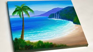 Beach Painting  Seashore Painting  Acrylic painting [upl. by Ossy22]