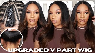 UNICE Upgraded Easi Contour V Part Wig 🍂 Chestnut Ombre Yaki Straight  UNICE on Amazon [upl. by Aillij557]