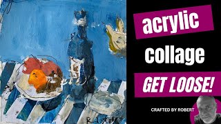 Abstract Collage and Acrylic Still Life Tutorial [upl. by Htebasil]