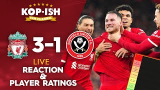 MAC ROCKET HELPS REDS WIN  LIVERPOOL 31 SHEFFIELD UNITED  LIVE MATCH REACTION amp PLAYER RATINGS [upl. by Lehcor]