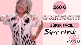 Camisachombaremeron a crochetCAMICROCHET paso a pasosúper fácil y económica [upl. by Ylsel936]