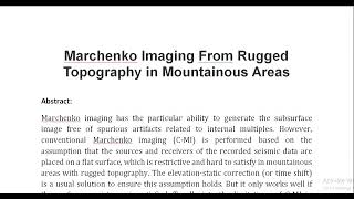 Marchenko Imaging From Rugged Topography in Mountainous Areas [upl. by Araminta]