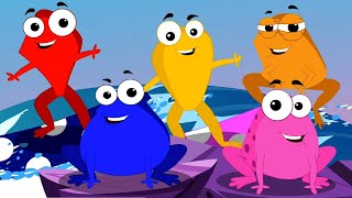 Five Little Froggies Jumping On The Bed Counting Song and Nursery Rhymes for Kids [upl. by Nebra]