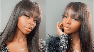 How To Slay A Transparent Glueless Lace Front Wig With Bang FT UNice Hair On Aliexpress [upl. by Oisor]