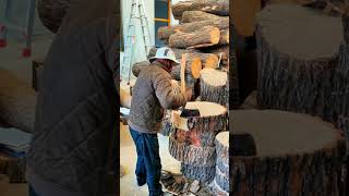 The process of removing bark from a log with a cleaver [upl. by Abigail661]