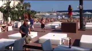 20 stone lad shows professional dancers in Marbella how its done [upl. by Noach291]