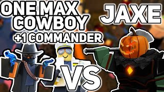 ONE MAX Cowboy  1 Commander vs Jaxe  Night 1 Solar Event  Tower Defense Simulator [upl. by Hedvah]