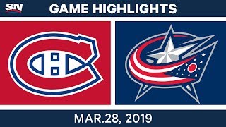 NHL Game Highlights  Canadiens vs Blue Jackets – March 28 2019 [upl. by Domeniga]