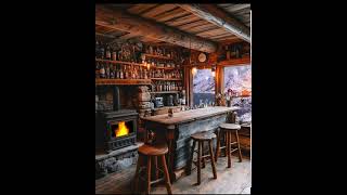 Norway Tavern winter shortsviral cabin Taverns pub lofotenislands snow fire fireplace [upl. by Adnilym]