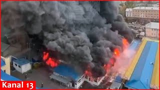 Fierce fire in the market in Russias Voronezh region  Video footage from the area [upl. by Finnegan510]