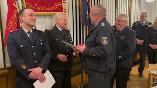 Freiwillige Feuerwehr Steinwedel Ehrung Walter Klinge 75jährige Mitgliedschaft in der Feuerwehr [upl. by Rawna926]