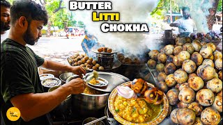 Prayagraj Biggest Making of Bihari Style Butter Litti Chokha Rs 25 Only l Prayagraj Street Food [upl. by Aieka]