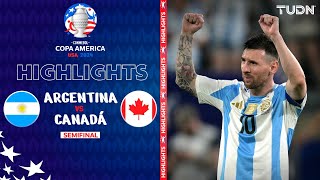 HIGHLIGHTS  Argentina vs Canadá  Copa América 2024  Semis  TUDN [upl. by Ocirrej]