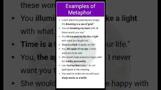 Metaphor  Examples of Metaphor  shorts theeducationalspan education figureofspeech [upl. by Adnala]