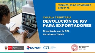 DEVOLUCIÓN DE IGV PARA EXPORTADORES [upl. by Eimot]