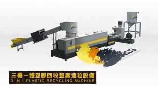 Waste Plastic Recycling Machine  3in1 Dieface Pelletizing Plant  GENIUS [upl. by Hanikehs]