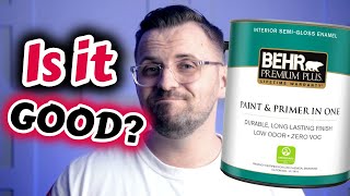 BEHR PREMIUM PLUS PAINT AND PRIMER IN ONE  HOME DEPOT PAINT REVIEW [upl. by Halika369]