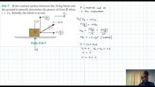 F14–7 Kinetics of a Particle Work and Energy Chapter 14 Hibbeler Dynamics Benam Academy [upl. by Sillig]