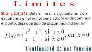 Continuidad de una función DEFINIDA POR TRAMOS en un PUNTO Strang 24143 Cálculo21 [upl. by London]