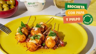 🍢 Brocheta de Papa y Pulpo con Alioli Extra Suave [upl. by Akenahc151]