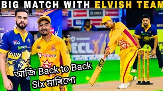 Cricket Match with Elvish Yadav vai ❤️ Back to back sixes in ECL  Bikash Chetry [upl. by Amalea]