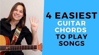 4 EASIEST Absolute Beginner Guitar Chords To Play REAL Songs [upl. by Worden721]