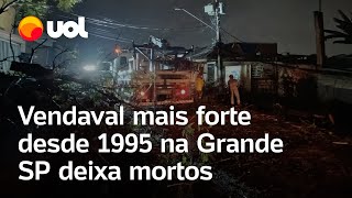 Chuva em São Paulo vendaval mais forte desde 1995 deixa mortos no estado [upl. by Aernda]