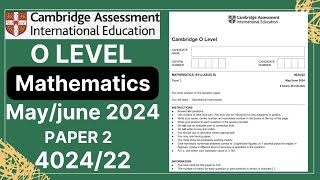 O LEVEL MATHS D Paper 2 MayJune 2024  402422  Solved [upl. by Laws901]