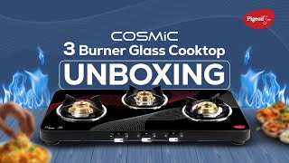 Pigeon Cosmic 3 Burner Cooktop Unboxing  PigeonKitchenAppliances LifeBanayeEasy [upl. by Eiduam]