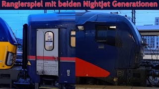 Nightjet Rangierspiel mit beiden Generationen in Nürnberg Hbf [upl. by Ahsiemat]