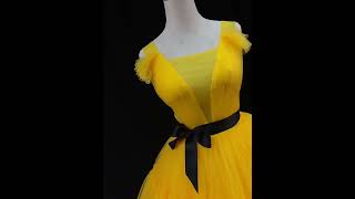 Unusual Yellow Cascading Ruffles Prom Dresses [upl. by Airdnat]