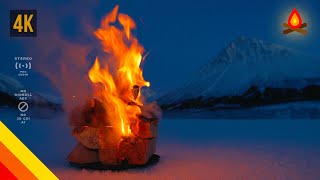 Campfire 🔥 on a ❄️ frozen lake 12 hours 4K nature ambience [upl. by Strickland74]