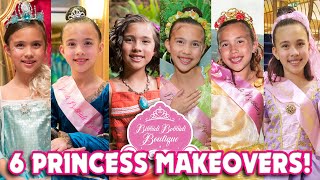 6 DISNEY PRINCESS MAKEOVERS at Bibbidi Bobbidi Boutique at 6 LOCATIONS [upl. by Eatnhoj]