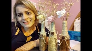 DIY garrafa com sisal e pintura Ateliê Nilda Araujo artesanato [upl. by Asehr]