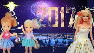 Barbie Party Anna and Elsa Toddlers New Years Eve Countdown Fireworks Barbie Toys In Action [upl. by Marline376]