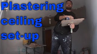 How I set up for plastering ceiling pva bonding skimming stilts beginners guide to plaster ceiling [upl. by Adnael]