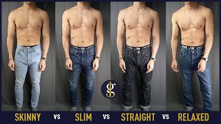 BEST FITTING JEANS TYPE FOR MEN amp How They Should Fit Skinny Slim Straight Relaxed [upl. by Knobloch816]