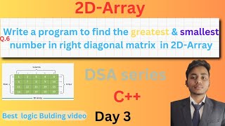 Write a program to print smallest Noin left diagonal 2DARRAY matrixgreatest in left amp rightCC [upl. by Ramraj892]