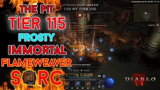 Diablo 4  The Pit Tier 115 Immortal Flameweaver Fire Bolt Sorcerer Clear Season 4 [upl. by Alcine]