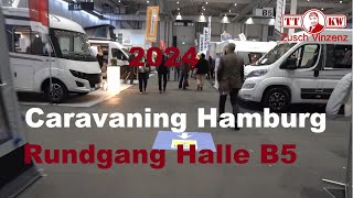 Rundgang durch die Caravaning Messe Hamburg 2024 Halle B5 Wohnmobile Tiny Häuser Wohnwägen Vans [upl. by Gian]