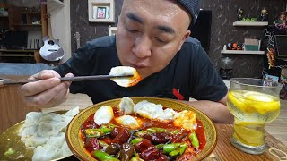 鮁魚餡餃子，子彈頭二荊條做的油碟，太滿足了food 吃播 中国美食 [upl. by Oralle405]