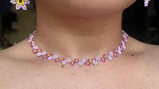 COLLAR DE FLORES DOBLES P PRINCIPIANTES [upl. by Lolanthe]