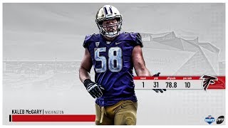 2019 NFL Draft Falcons select Kaleb McGary  PFF [upl. by Pasadis]