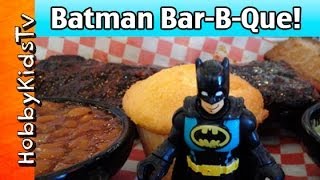 PLAYDOH Batman BarBQue and Robin Play at Famous Daves by HobbyKidsTV [upl. by Mylander227]