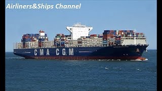 Shipspotting Port of Rotterdam Netherlands CMA CGM Vasco de Gama Containership HD [upl. by Ellednek]