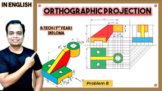 Orthographic ProjectionProblem 8 [upl. by Schnorr]