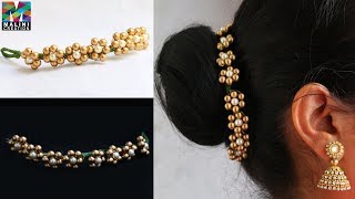 Pearls hair accessory  quick easy hair accessories Diy hair brooch Malinicreation [upl. by Nicolle]