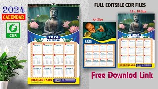 2024 Calendar Design in Corel Draw [upl. by Ahsikit]